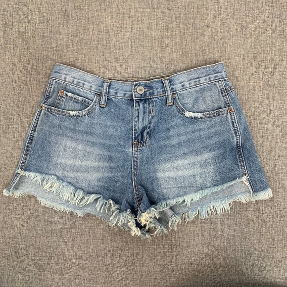 Vanilla Star Festival Short Jean Shorts 100% Cotton W/ Fringe‎ Distressed Size 7 - Picture 1 of 12